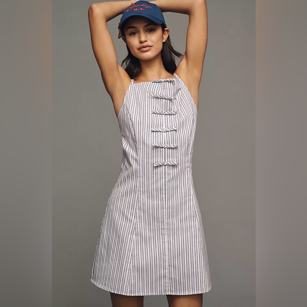 Anthropologie Exquise High-Neck Bow Mini Dress Large